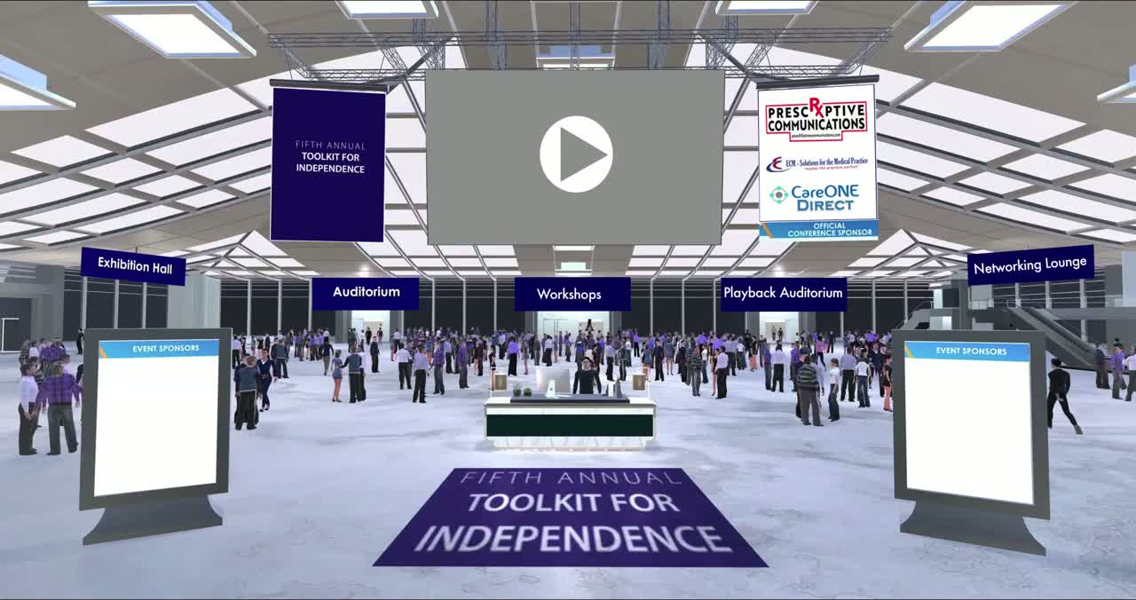Three-dimensional exhibition hall with event displays