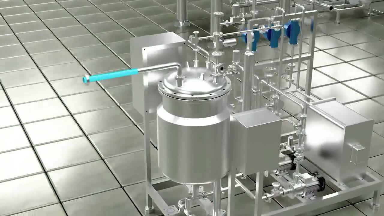 Equipment and piping in a water-treatment animation